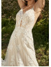 Beaded Straps Ivory Lace Tulle Open Back Sexy Wedding Dress Beaded Straps Ivory Lace Tulle Open Back Sexy Wedding Dress
